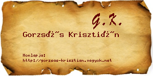 Gorzsás Krisztián névjegykártya